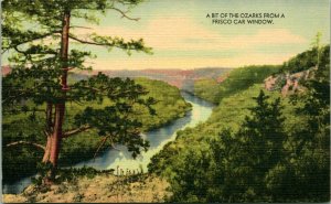 Vtg Frisco Lines Linen Postcard - A Bit of the Ozarks From a Frisco Car Window