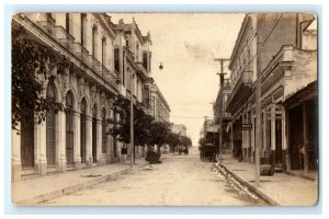 Street Calle Scene Cienfuegos Cuba Real Photo RPPC Postcard (G36)