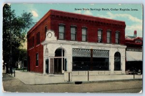 Cedar Rapids Iowa Postcard Iowa State Savings Bank Building Exterior Trees 1911