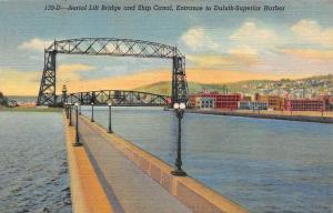 MN, Minnesota  AERIAL LIFT BRIDGE~Ship Canal  DULUTH-SUPERIOR HARBOR  Postcard