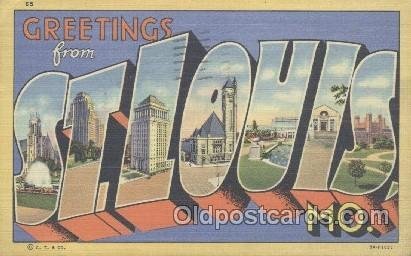 St. Louis, MO, USA Large Letter Town 1952 light postal marking front center, ...