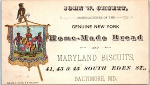 1880s John W Cruett Home-Made Bread Biscuits Baker Baltimore MD Business Card Ad