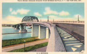 Vintage Postcard Peace Bridge US Entrance Niagara Buffalo NY Fort Erie Ontario
