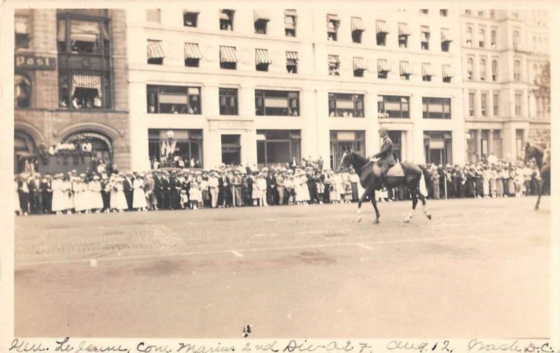 Washington DC Parade Scene General LeJeune Real Photo Vintage Postcard AA55631