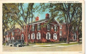 MARIETTA, OH Ohio   BETSY GATES MILLS CLUB~Cars On Street   1935 Postcard