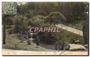 Paris Old Postcard The Monsouris waterfall park