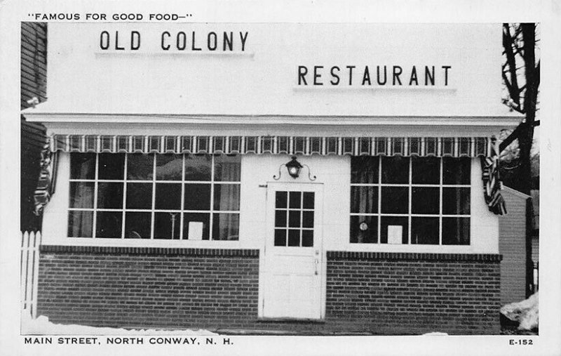 North Conway NH Main Street Old Colony Restaurant E-152 Real Photo Postcard