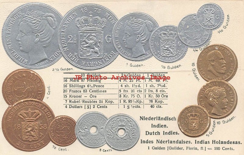 Numismatic Coin Postcard, Netherlands & Dutch Indies