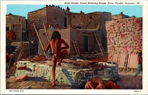 Arizona Oraibi Hopi Indian Snake Priest Entering Snake Kiva Curteich