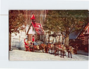 Postcard Santa's Real Live Reindeer Ready for Take-off North Pole New York USA