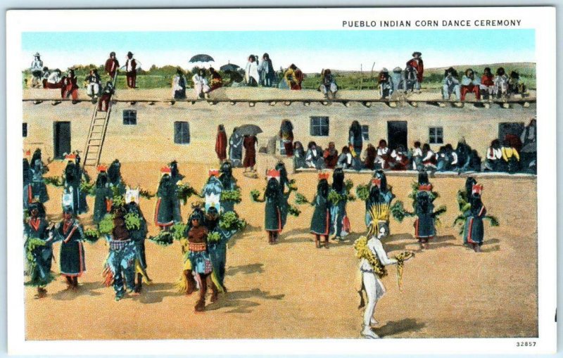 New Mexico NM  PUEBLO INDIAN CORN DANCE Ceremony Native American c1920s Postcard