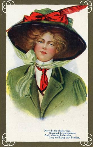 Lady in Green - Artist Signed: A. Heinze