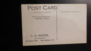 Mint USA Advertising Postcard CH Moore Shoeman Woolson Blk Springfield VT