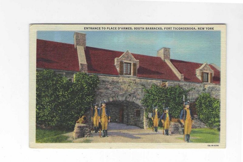 Vtg 40's South Barracks, Fort Ticonderoga, New York Postcard