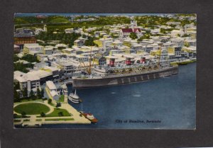 View Ship Steamer Steamship Harbor Hamilton Bermuda Postcard