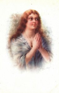 Vintage Postcard 1900's Religious Portrait For Thanksgiving Holiday Celebration