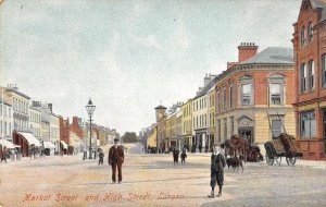 Lurgan Co. Armagh Ireland horses buggies people Market St antique pc BB1419