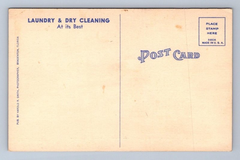 LAUNDRY & DRY CLEANING PLANTS BRADENTON FLORIDA POSTCARD (c.1940s)