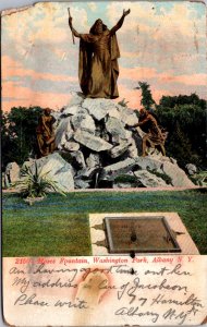 Washington Park Albany NY Moses Fountain undivided back c1905 vtg postcard