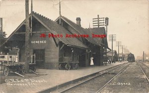 Depot, Illinois, Geneseo, RPPC, Chicago Rock Island & Pacific Railroad Station