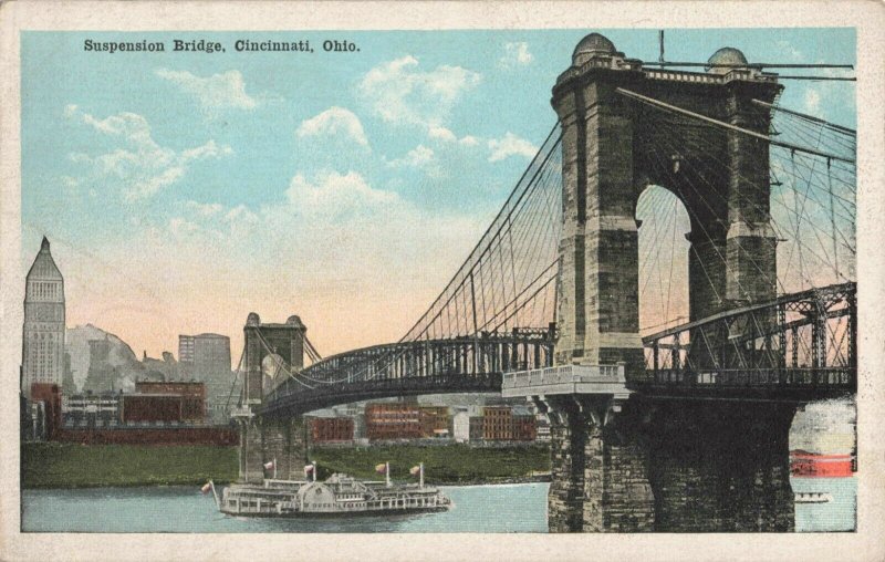 Postcard Suspension Bridge Cincinnati Ohio