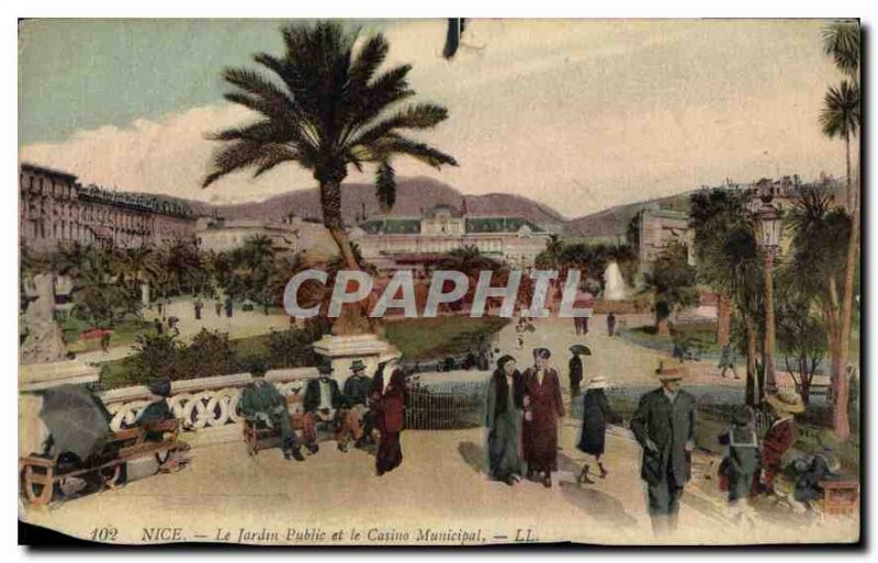 Postcard Old Nice The Public Garden and the Municipal Casino