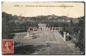 Old Postcard Lyon Monument Of Children And Coteau Du Rhone From St Clair