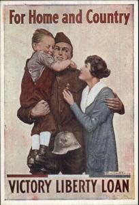 WWI Propaganda - Victory Liberty Loan Poster Art Soldier & Family Postcard myn