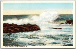 Surf At Rough Point Newport Rhode Island Stormy Scene Moris Berman Postcard