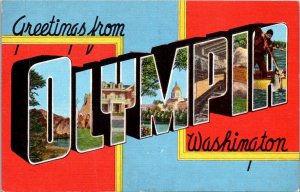 Greetings From OlympiaWashington Large Letter Linen