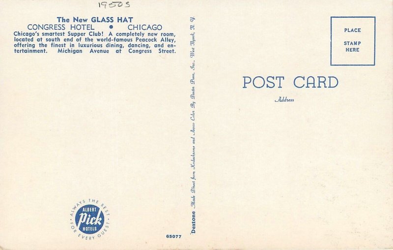 Postcard Illinois Chicago Congress hotel occupation 1950s Dexter 23-9628