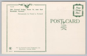 Bridge~Old Covered Bridge East Randolph Vermont~Vintage Postcard