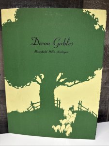 Vintage 50s DEVON GABLES Restaurant Menu BLOOMFIELD HILLS Michigan