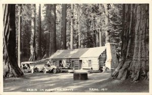 RPPC Cabin Wawona Grove YOSEMITE Patterson? Photo Galen Clark Vintage Postcard