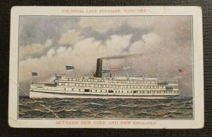 Vintage Illustrated Postcard Colonial Line Steamer Concord New York Providence