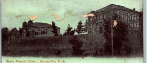 Vintage 1900's Postcard Panoramic View of State Normal School Marquette Michigan
