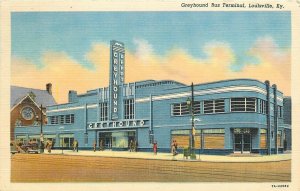 Postcard 1953 Kentucky Louisville Greyhound Bus Terminal Teich linen 24-42