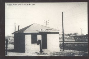 RPPC CHELTENHAM MISSOURI RAILROAD DEPOT TRAIN STATION REAL PHOTO POSTCARD