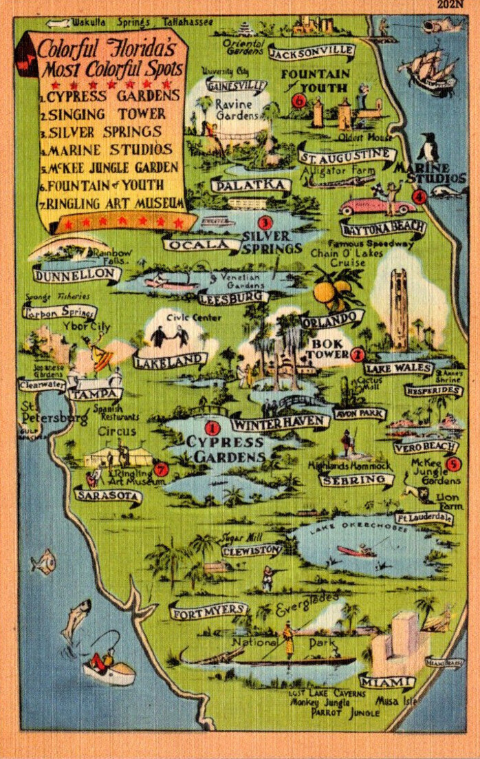 Florida Map Showing Florida's Most Colorful Spots | United States ...
