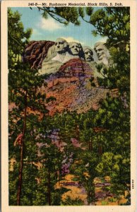 Vtg 1940 Mt Rushmore Memorial Black Hills South Dakota SD Postcard