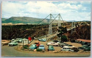 Vtg Canon City Colorado CO Royal Gorge Suspension Bridge Old Cars 1950s Postcard