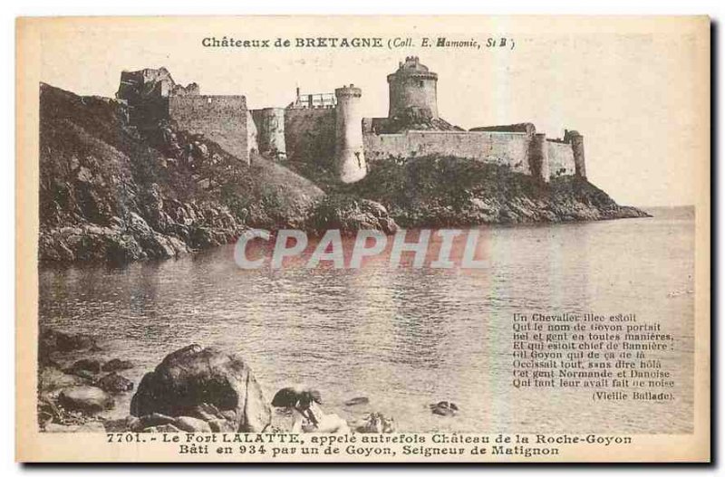 Old Postcard Chateaux de Bretagne Fort Lalatte once called Chateau de la Roch...