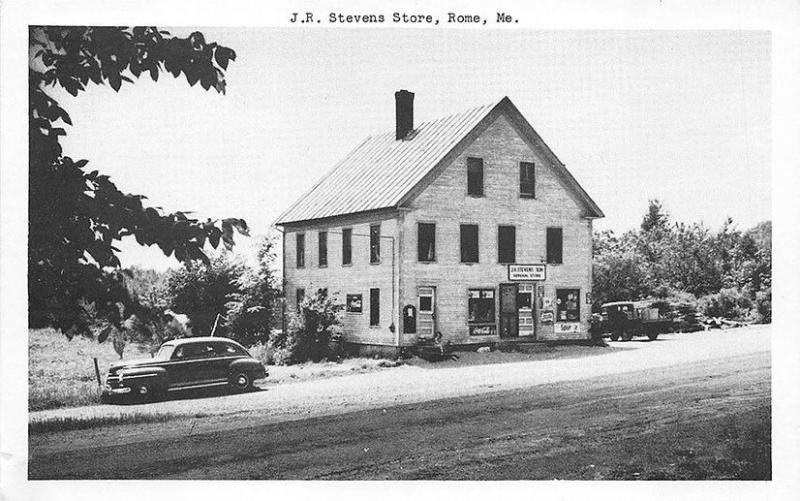 Rome ME Stevens General Store Coca Cola Pepsi Old Cars Postcard