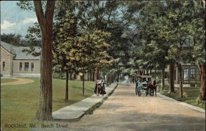 Rockland Maine ME Beech Street Horse Wagon 1900s-10s Postcard