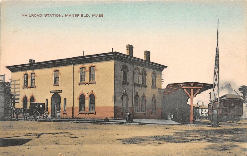 G43/ Mansfield Massachusetts Postcard c1910 Railroad Depot Station
