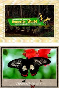 2~4X6 Postcards Vancouver Island, BC Canada BUTTERFLY WORLD Sign & Female Mormon