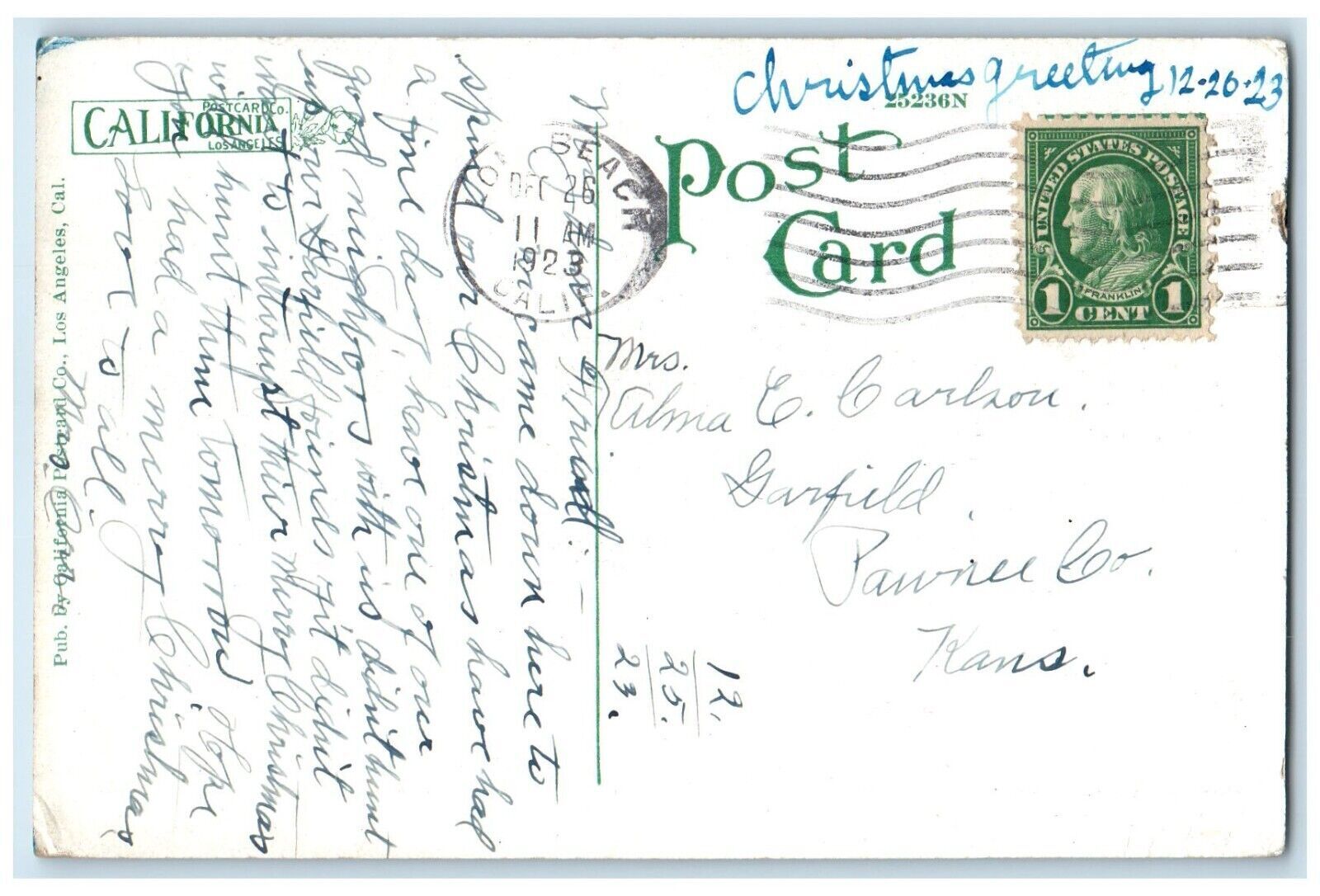 1923 GlassBottom Boat Avalon Ferry Steamer Catalina Island California Postcard United States