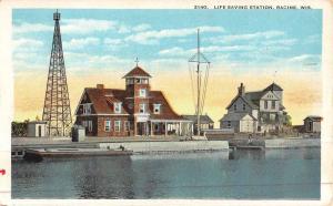 Racine Wisconsin Life Saving Station Waterfront Antique Postcard K46834