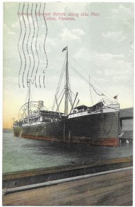 German Steamer Boat Sarnia Along Side Pier Colon Panama Mailed 1909