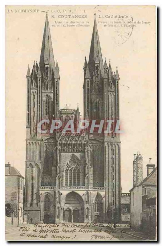 Old Postcard Normandy Coutances La Cathedrale